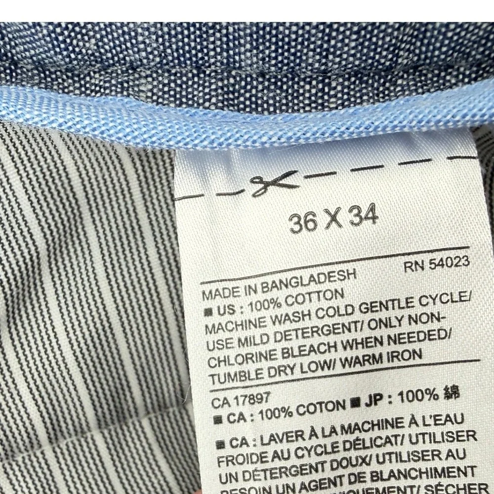 Banana Republic Kentfield Pant Mens 36x34 Grey White Stripes 100% Cotton Chino